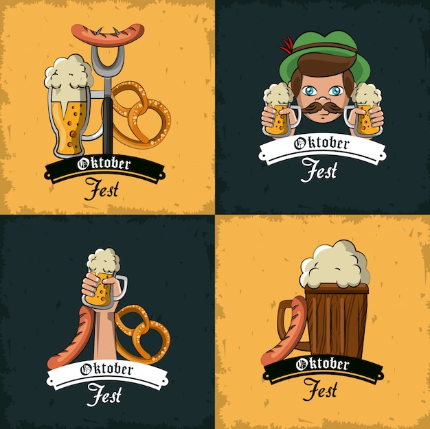 Set of oktober festival emblems