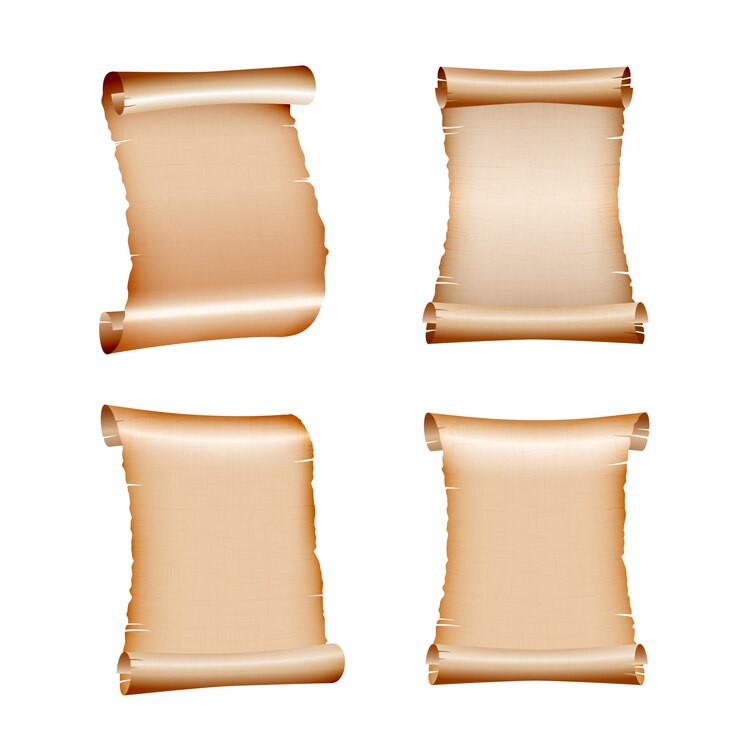 Vector set of old blank scrolls paper