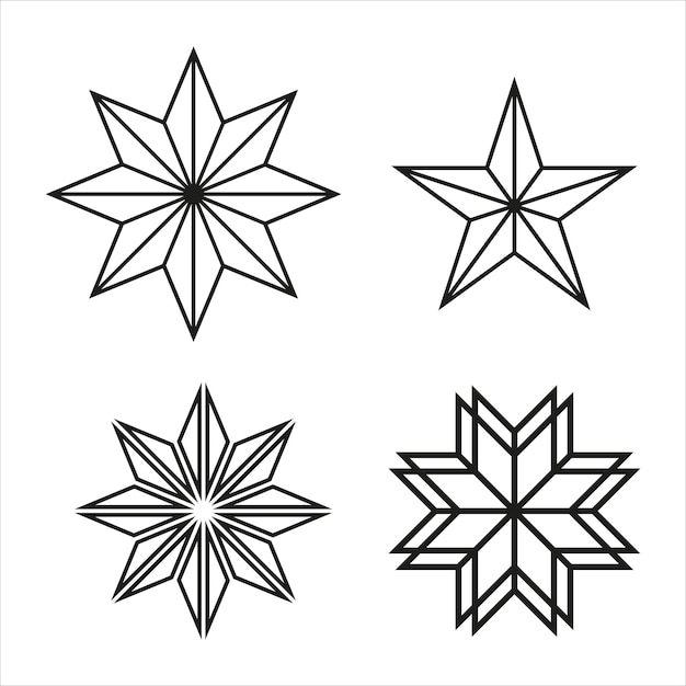 Set of old folk star snowflake icons symbols