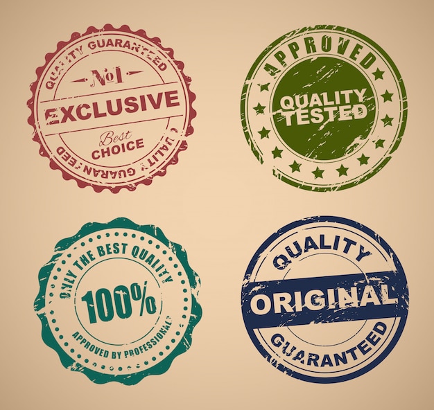 Vector set of old stamps of quality control