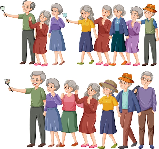 Vector set of older adults characters