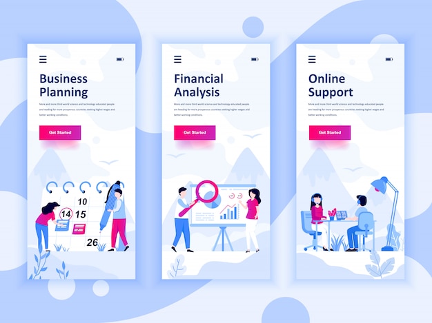 Set of onboarding screens user interface kit template