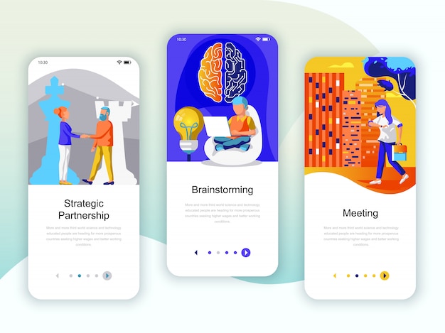 Set of onboarding screens user interface kit