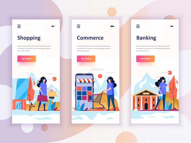 Set of onboarding screens user interface kit