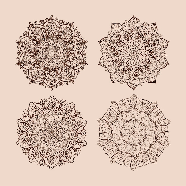 Set of one color mandalas