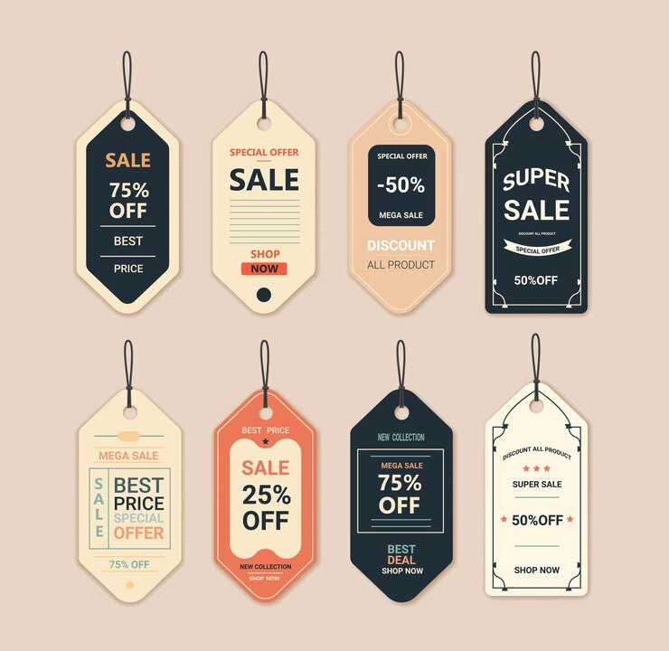 Vector set online shopping tags promo stickers hot sale best price icons special offer promotion discount coupons collection