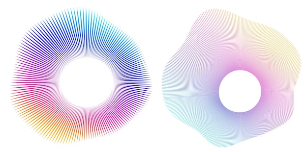 Set ontwerp element cirkel Geïsoleerde vet vector kleuren gouden ring van abstracte gloed golvende strepen van vele glinsterende swirl gemaakt met behulp van Blend Tool Vector illustratie EPS10 voor uw presentatie