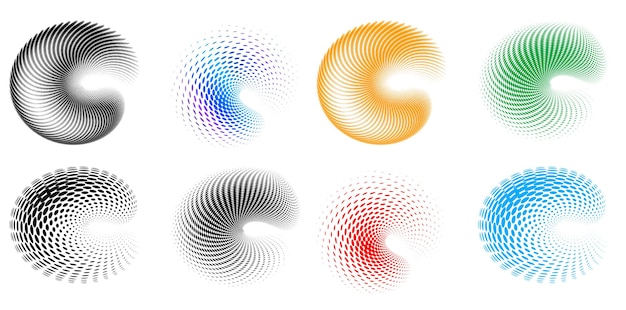 Set ontwerp element cirkel Geïsoleerde vet vector kleuren gouden ring van abstracte gloed golvende strepen van vele glinsterende swirl gemaakt met behulp van Blend Tool Vector illustratie EPS10 voor uw presentatie