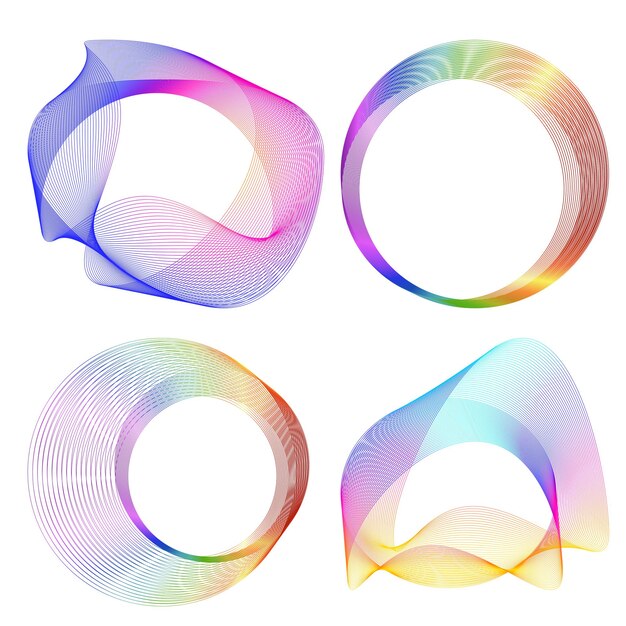 Set ontwerp element cirkel Geïsoleerde vet vector kleuren gouden ring van abstracte gloed golvende strepen van vele glinsterende swirl gemaakt met behulp van Blend Tool Vector illustratie EPS10 voor uw presentatie