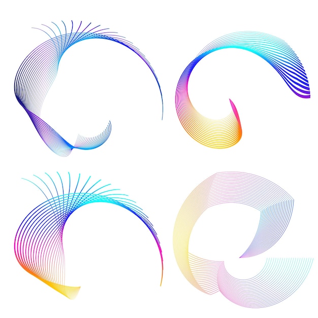 Vector set ontwerp element cirkel geïsoleerde vet vector kleuren gouden ring van abstracte gloed golvende strepen van vele glinsterende swirl gemaakt met behulp van blend tool vector illustratie eps10 voor uw presentatie