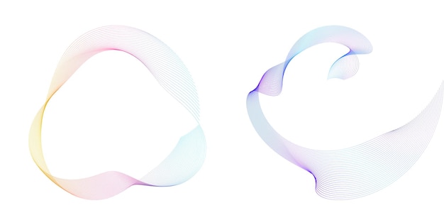 Set ontwerp element cirkel Geïsoleerde vet vector kleuren gouden ring van abstracte gloed golvende strepen van vele glinsterende swirl gemaakt met behulp van Blend Tool Vector illustratie EPS10 voor uw presentatie