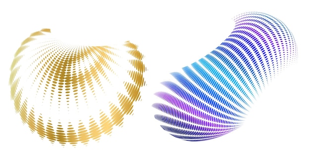 Set ontwerp element cirkel Geïsoleerde vet vector kleuren gouden ring van abstracte gloed golvende strepen van vele glinsterende swirl gemaakt met behulp van Blend Tool Vector illustratie EPS10 voor uw presentatie