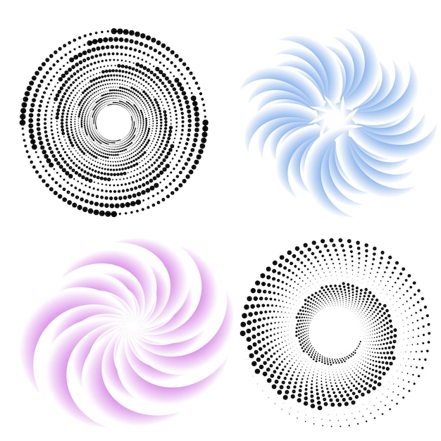 Vector set ontwerp element cirkel geïsoleerde vet vector kleuren gouden ring van abstracte gloed golvende strepen van vele glinsterende swirl gemaakt met behulp van blend tool vector illustratie eps10 voor uw presentatie