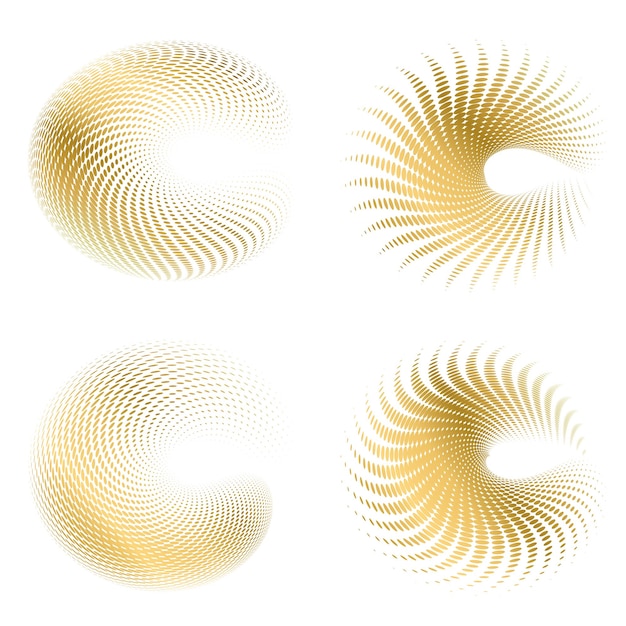 Set ontwerp element cirkel Geïsoleerde vet vector kleuren gouden ring van abstracte gloed golvende strepen van vele glinsterende swirl gemaakt met behulp van Blend Tool Vector illustratie EPS10 voor uw presentatie