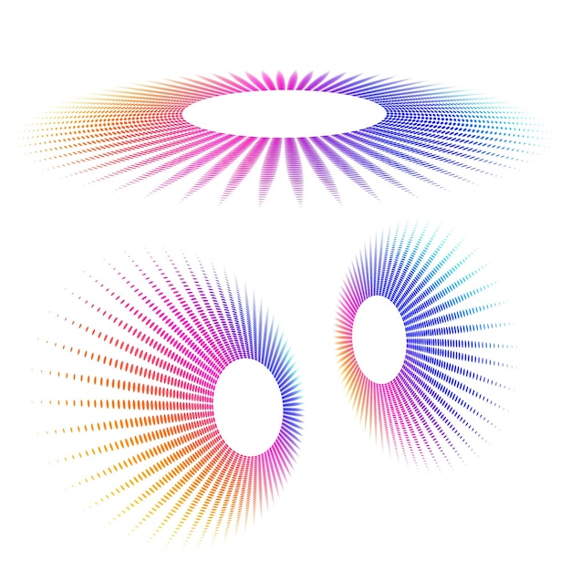 Set ontwerp element cirkel Geïsoleerde vet vector kleuren gouden ring van abstracte gloed golvende strepen van vele glinsterende swirl gemaakt met behulp van Blend Tool Vector illustratie EPS10 voor uw presentatie
