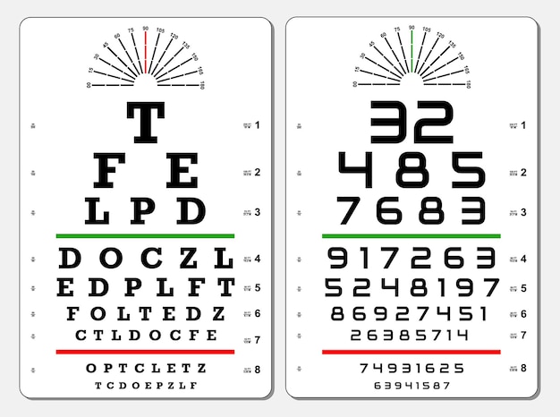 set oogtestkaart geïsoleerd of visie-examen medische diagnostiek.