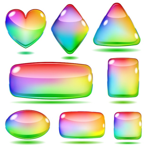 Set of opaque colored glass shapes