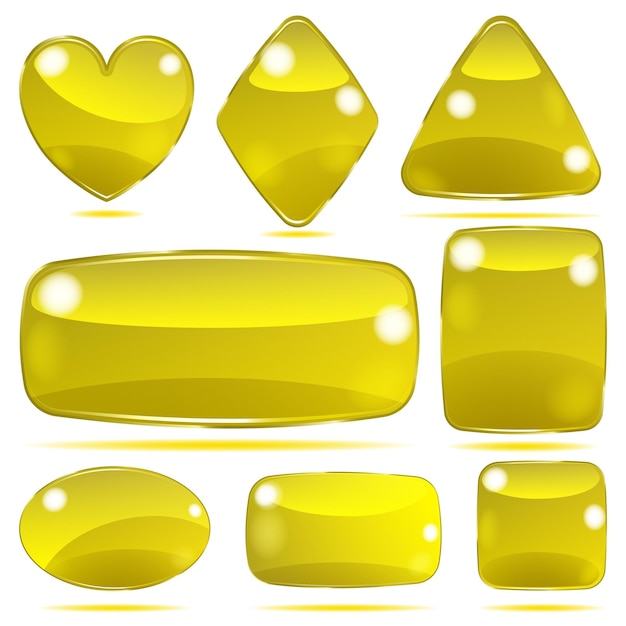 Set of opaque glass shapes in yellow colors