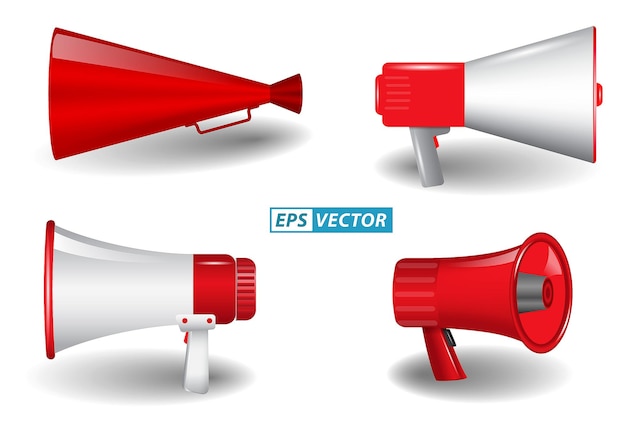 セットまたはリアルな赤いメガホンホーンスピーカーまたはスピーカーtoaメガホンまたは抗議機器