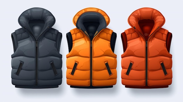 Premium Vector | A set of orange and black jackets with orange accents