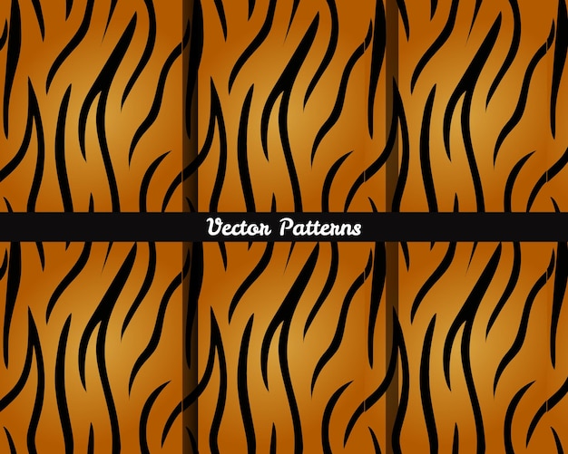 Vector a set of orange and black tiger stripes with the words vector patterns on them.