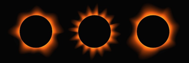 Set of orange circle illuminate light frames