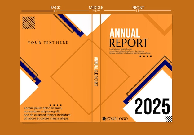 正方形の幾何学的要素を持つオレンジ色の本の表紙デザインのセット。モダンでエレガントな背景