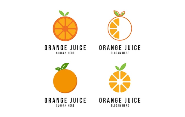 set of orange fruit logo design concept