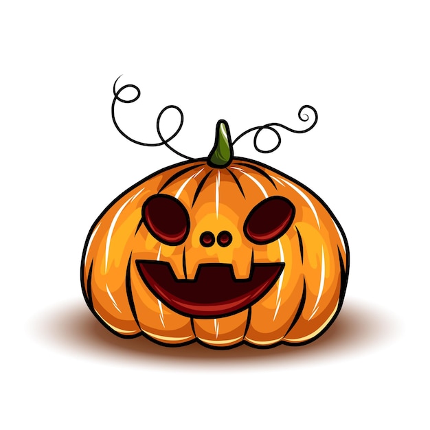 Set of orange halloween pumpkins different types of cartoon pumpkins scary halloween pumpkin faces vector illustration