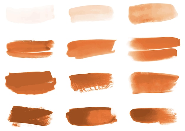 Vector set of orange watercolor brush stroke