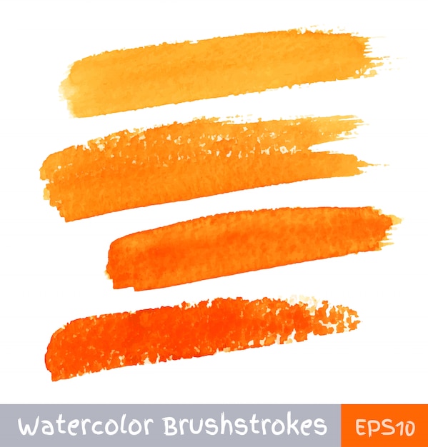 Vector set of orange watercolor brush strokes,  illustration