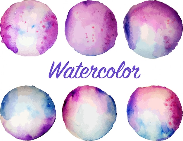 Set of orange watercolor circles