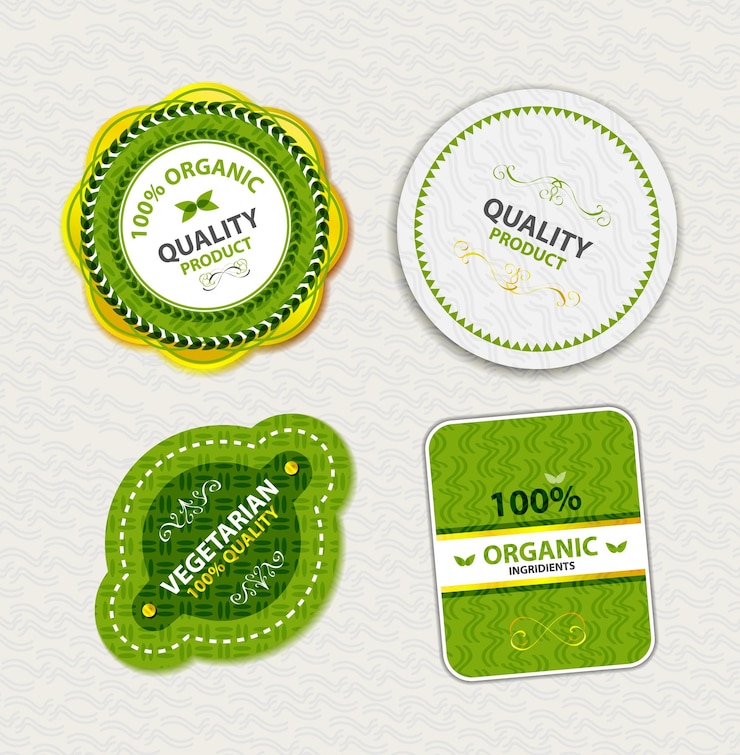 Vector set of organic food badges and labels