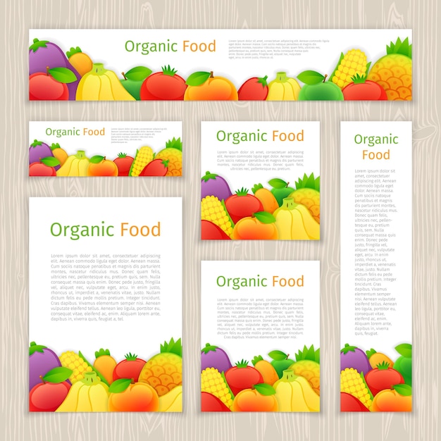 Set of organic food banners