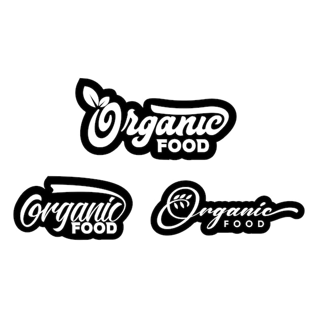 Set of organic food typography logo template premium vector flat