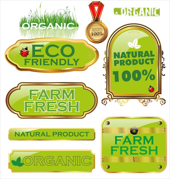 Vector set of organic labels
