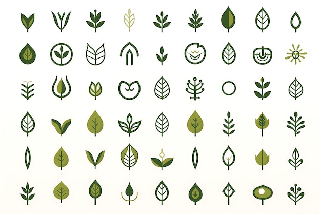 Set Organic Leaves Logo Collection