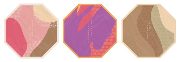 Set of oriental japanese abstract octagonal pattern