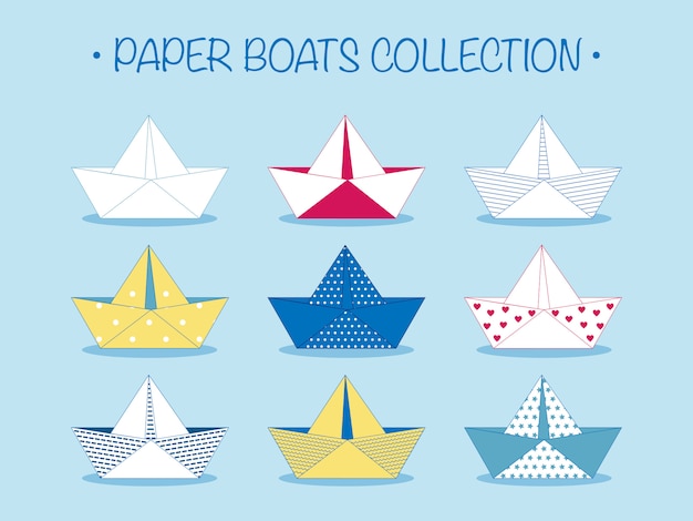 Set origami papier boten of schepen
