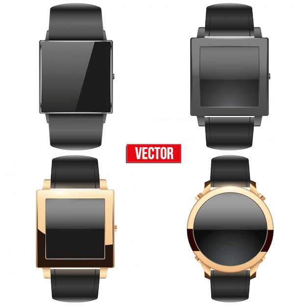 Vector set of original smart  example wrist watch.