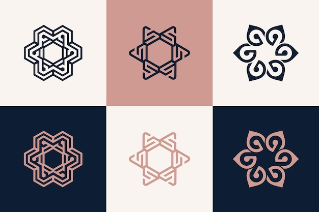 Набор векторных элементов дизайна логотипа орнамента с креативной концепцией