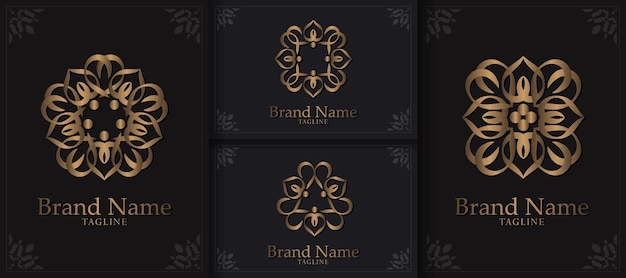 Set of ornament logo line art style luxury