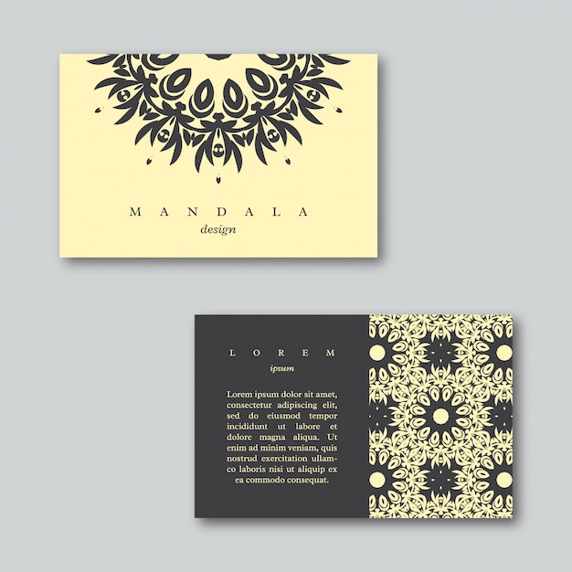 Set of ornamental business cards with mandala