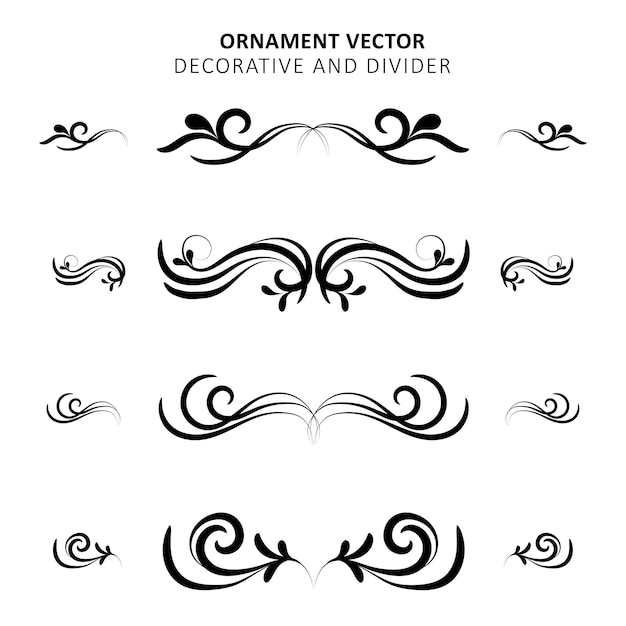 Set of ornamental decorative and divider element design