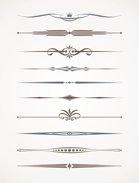 Set of ornamental decorative dividers.   illustration.