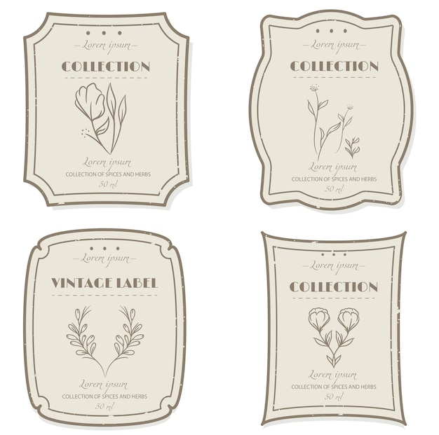 Vector set of ornamental label vintage frames form and shape vector emblem decorative card ornate luxury