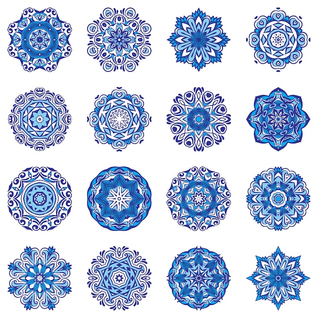 Set of ornamental mandala art flower.