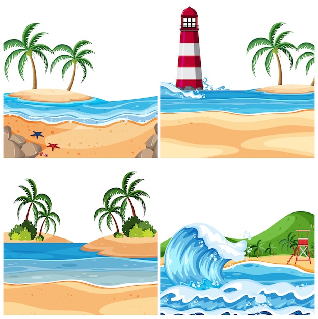 A set of outdoor scene including beach