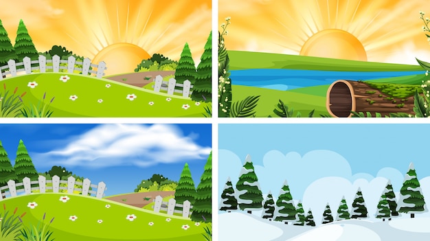 A set of outdoor scene including sun