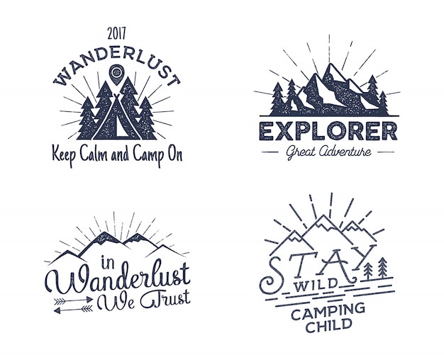 Vector set of outdoors activity badges.